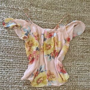 Joie 100% Silk Off the Shoulder Floral Print Women's Top